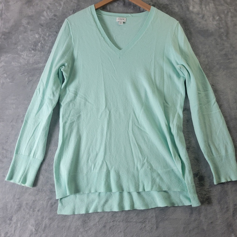 J.Crew Mint Green Wool Blend V-Neck Sweater Medium Long Sleeve